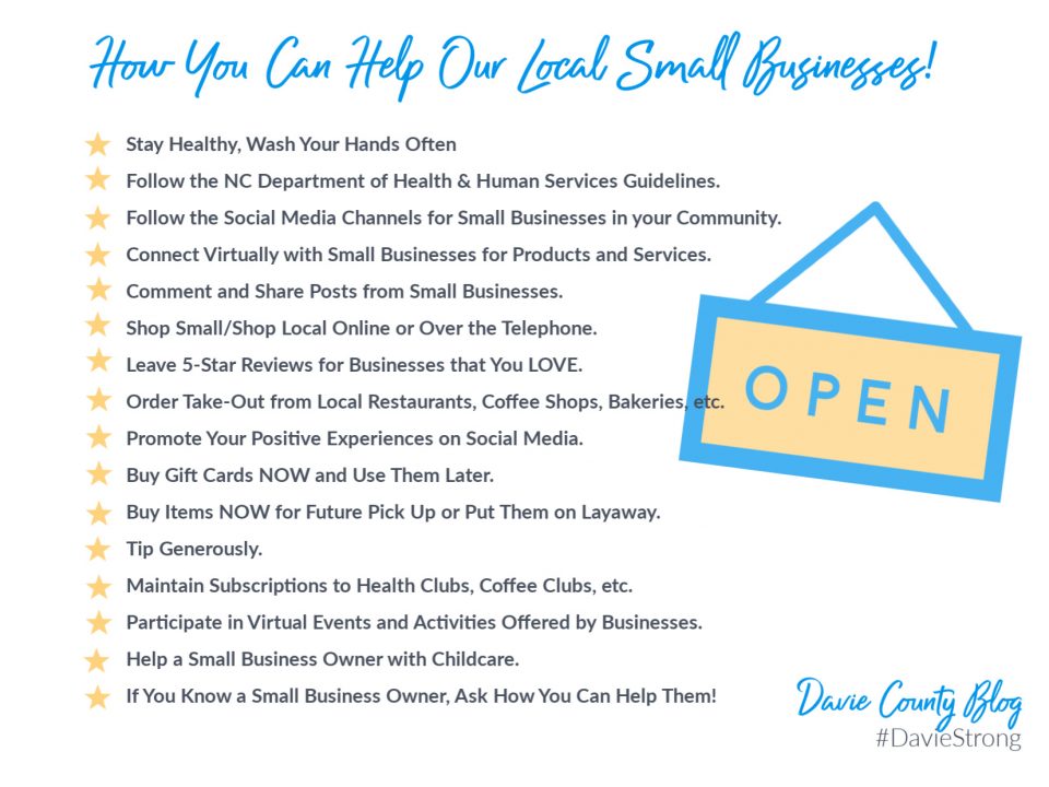 Tips for supporting Davie County Business during COVID-19 restrictions