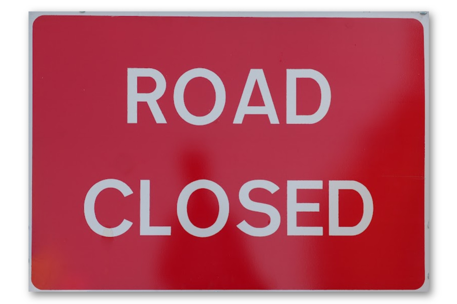 Red Road Closed Sign