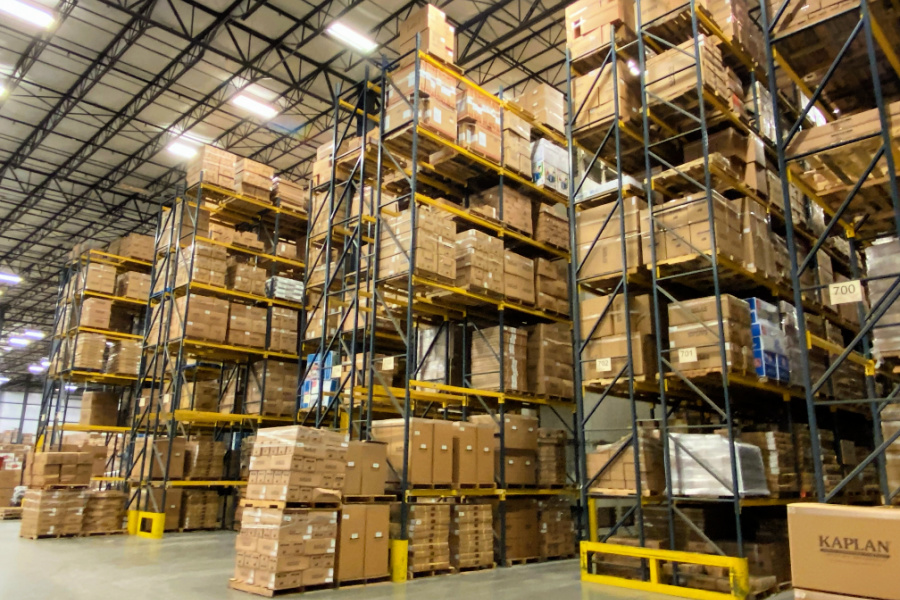 Image shows Kaplan’s state-of-the-art distribution center which ships 20,000 order picks a day.  