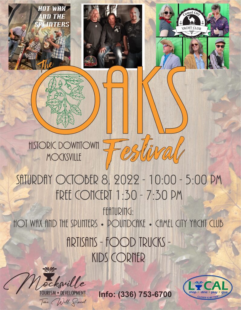 The annual Oaks Festival poster for 2022 includes information on concerts and events. 